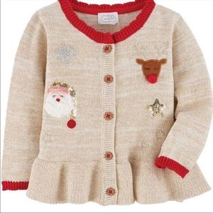 Mud Pie Baby Girl Ruffle Hem Christmas Cardigan